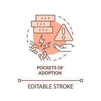 Pockets of adoption terracotta concept icon. Information handling issue abstract idea thin line illustration. Isolated outline drawing. Editable stroke vector