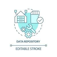 Data repository turquoise concept icon. Digital information storage abstract idea thin line illustration. Isolated outline drawing. Editable stroke vector