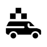 monovolumen Taxi negro glifo ui icono. transporte servicio. en línea coche ordenando usuario interfaz diseño. silueta símbolo en blanco espacio. sólido pictograma para web, móvil. aislado vector ilustración