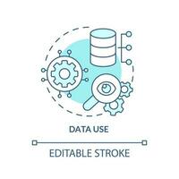 Data use turquoise concept icon. Information governance strategy. Digital technology abstract idea thin line illustration. Isolated outline drawing. Editable stroke vector