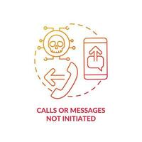 Messages not initiated red gradient concept icon. Phishing attack. Voice scam. Unknown incoming call abstract idea thin line illustration. Isolated outline drawing vector