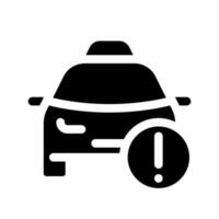 Taxi service notification black glyph ui icon. Information for passenger. User interface design. Silhouette symbol on white space. Solid pictogram for web, mobile. Isolated vector illustration