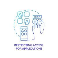 Restricting access for applications blue gradient concept icon. Personal data. Smartphone security tip abstract idea thin line illustration. Isolated outline drawing vector
