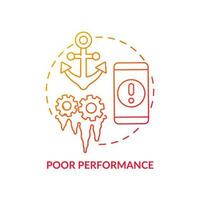 Poor performance red gradient concept icon. Crashing apps. Device problem. Hacked smartphone abstract idea thin line illustration. Isolated outline drawing vector