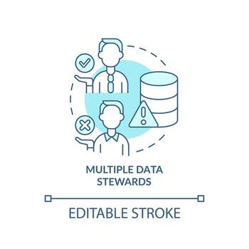 múltiple datos mayordomos turquesa concepto icono. información administración problema resumen idea Delgado línea ilustración. aislado contorno dibujo. editable carrera vector