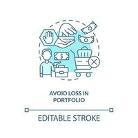 Avoid loss in portfolio turquoise concept icon. Prevent failures. Rule of investing abstract idea thin line illustration. Isolated outline drawing. Editable stroke vector