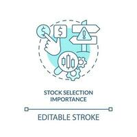 Stock selection importance turquoise concept icon. Financial market trend abstract idea thin line illustration. Isolated outline drawing. Editable stroke vector