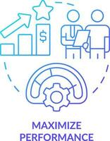 Maximize performance blue gradient concept icon. Improve process. Treasury management benefit abstract idea thin line illustration. Isolated outline drawing vector