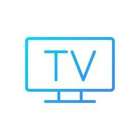 Television pixel perfect gradient linear vector icon. TV broadcasting service. Analog and digital technology. Thin line color symbol. Modern style pictogram. Vector isolated outline drawing