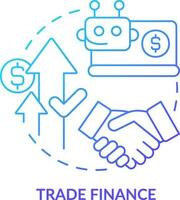 Trade finance blue gradient concept icon. Automated process. Treasury management system function abstract idea thin line illustration. Isolated outline drawing vector