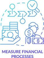 Measure financial processes blue gradient concept icon. Determining treasury management necessity abstract idea thin line illustration. Isolated outline drawing vector