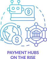 Payment hubs on rise blue gradient concept icon. Automated process. Treasury management trend abstract idea thin line illustration. Isolated outline drawing vector