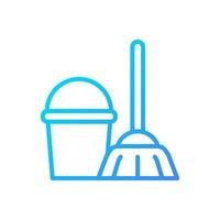 Sanitation services pixel perfect gradient linear vector icon. Housekeeping. Cleaning equipment. Mop and bucket. Thin line color symbol. Modern style pictogram. Vector isolated outline drawing