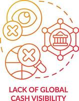 Lack of global cash visibility red gradient concept icon. Challenge faced by corporate treasurers abstract idea thin line illustration. Isolated outline drawing vector