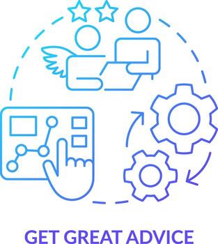 Get great advice blue gradient concept icon. Analytics solution. Treasury management benefit abstract idea thin line illustration. Isolated outline drawing vector