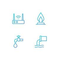 Home services pixel perfect gradient linear vector icons set. Internet connection. Gas, water supply. Sewage system. Thin line contour symbol designs bundle. Isolated outline illustrations collection