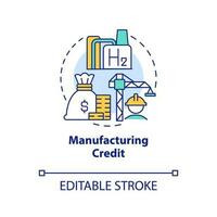 Manufacturing credit concept icon. Green business. Hydrogen station benefit abstract idea thin line illustration. Isolated outline drawing. Editable stroke vector