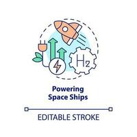 Powering spaceship concept icon. Clean fuel. Advantage of hydrogen energy usage abstract idea thin line illustration. Isolated outline drawing. Editable stroke vector