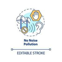 No noise pollution concept icon. Clean energy. Hydrogen fuel cells advantage abstract idea thin line illustration. Isolated outline drawing. Editable stroke vector