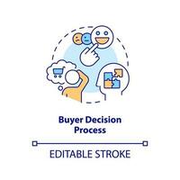 Buyer decision process concept icon. Purchase intention. Choose what to buy abstract idea thin line illustration. Isolated outline drawing. Editable stroke vector