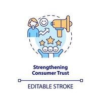 Strengthening consumer trust concept icon. Grow brand loyalty. Positive reputation abstract idea thin line illustration. Isolated outline drawing. Editable stroke vector