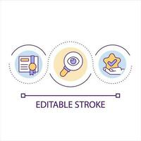 Legal marketplace loop concept icon. Seller verification. Looking for high quality service abstract idea thin line illustration. Isolated outline drawing. Editable stroke vector