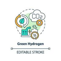 Green hydrogen concept icon. Alternative fuel production. Low carbon energy source abstract idea thin line illustration. Isolated outline drawing. Editable stroke vector