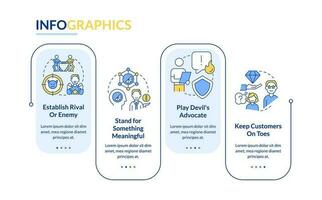 Attract more customers rectangle infographic template. Client engagement. Data visualization with 4 steps. Editable timeline info chart. Workflow layout with line icons vector