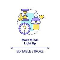 Make consumer minds light up concept icon. Boost positive customer emotions abstract idea thin line illustration. Isolated outline drawing. Editable stroke vector