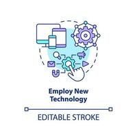 Employ new technology concept icon. Optimize interaction with consumers. Provide AR abstract idea thin line illustration. Isolated outline drawing. Editable stroke vector