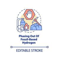 Phasing out of fossil based hydrogen concept icon. Zero carbon energy strategy abstract idea thin line illustration. Isolated outline drawing. Editable stroke vector