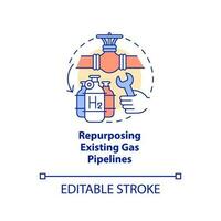 Repurpose existing gas pipelines concept icon. Change assignment of energy equipment abstract idea thin line illustration. Isolated outline drawing. Editable stroke vector