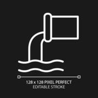 Sewage system pixel perfect white linear icon for dark theme. Wastewater disposal. Grey and black water treatment. Thin line illustration. Isolated symbol for night mode. Editable stroke vector