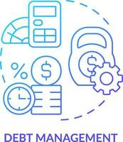 Debt management blue gradient concept icon. Minimize cost. Treasury management system function abstract idea thin line illustration. Isolated outline drawing vector