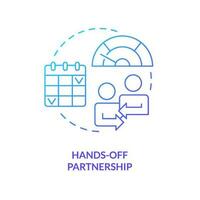 Hands off partnership blue gradient concept icon. Quarterly updates. Benefit of alternative lending abstract idea thin line illustration. Isolated outline drawing vector