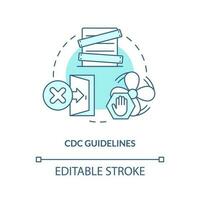 CDC guidelines turquoise concept icon. Recommendations. Survive during nuclear attack abstract idea thin line illustration. Isolated outline drawing. Editable stroke vector