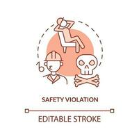 Safety violation orange concept icon. Negligence in workplace. Nuclear accident cause abstract idea thin line illustration. Isolated outline drawing. Editable stroke vector