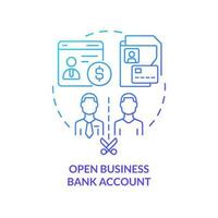 Open business bank account blue gradient concept icon. Successful financial management for startup abstract idea thin line illustration. Isolated outline drawing vector