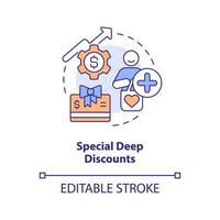 Special deep discounts concept icon. Flash sale. Loyalty program. Exclusivity abstract idea thin line illustration. Isolated outline drawing. Editable stroke vector