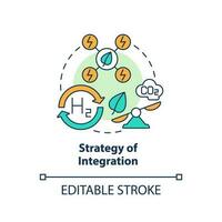 integración estrategia concepto icono. alternativa combustible Procesando. descarbonización plan resumen idea Delgado línea ilustración. aislado contorno dibujo. editable carrera vector