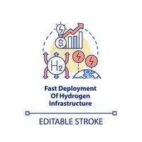 Fast hydrogen infrastructure deployment concept icon. Energy market. Eco strategy abstract idea thin line illustration. Isolated outline drawing. Editable stroke vector