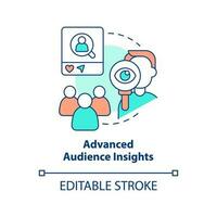 Advanced audience insights concept icon. Research target clients. Marketing analytic abstract idea thin line illustration. Isolated outline drawing. Editable stroke vector