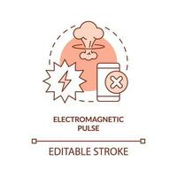 Electromagnetic pulse orange concept icon. Appliances damage. Nuclear explosion abstract idea thin line illustration. Isolated outline drawing. Editable stroke vector