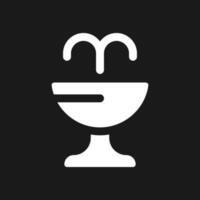 Public water fountain dark mode glyph ui icon. Drinking source. User interface design. White silhouette symbol on black space. Solid pictogram for web, mobile. Vector isolated illustration