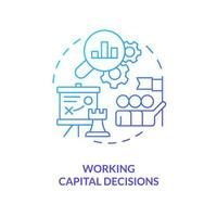 Working capital decision blue gradient concept icon. Assets and liabilities. Financial solution abstract idea thin line illustration. Isolated outline drawing vector