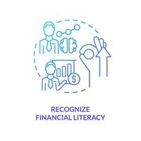 Recognize financial literacy blue gradient concept icon. Knowledge. Financial management for startup abstract idea thin line illustration. Isolated outline drawing vector