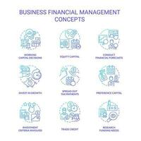 Business financial management blue gradient concept icons set. Enterprise strategy and approach idea thin line color illustrations. Isolated symbols vector