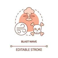 Blast wave orange concept icon. Cause of destruction. Nuclear explosion danger abstract idea thin line illustration. Isolated outline drawing. Editable stroke vector