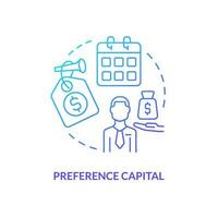 Preference capital blue gradient concept icon. Fixed dividends rate. Source of long term financing abstract idea thin line illustration. Isolated outline drawing vector