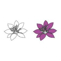 Lily flower line art Vector